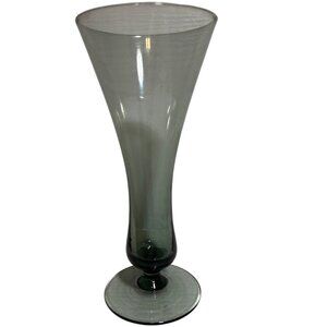 Wilhelm Vase Wagenfeld  WMF Tourmaline Glass Fluted Smoky Blue Gray 7" Germany